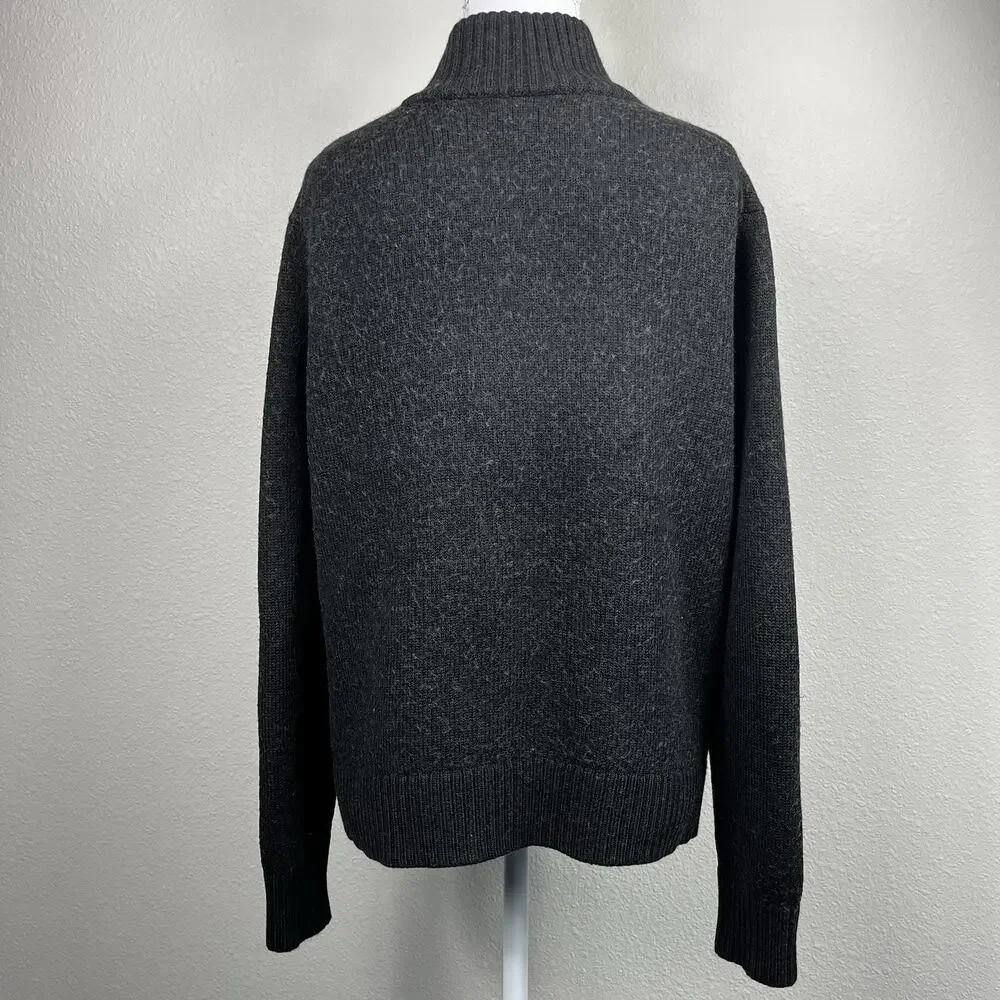 Banana Republic Mens Gray Full Zip Merino‎ Wool Cardigan Sweater Large Coastal